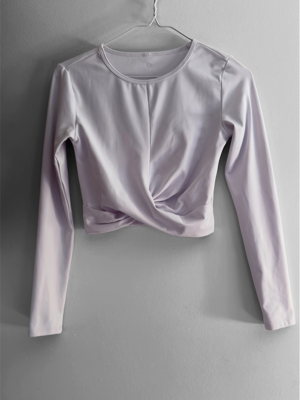 90 Degree by Reflex Twist Front Crop Top Long Sleeve Lavender Activewear XS S